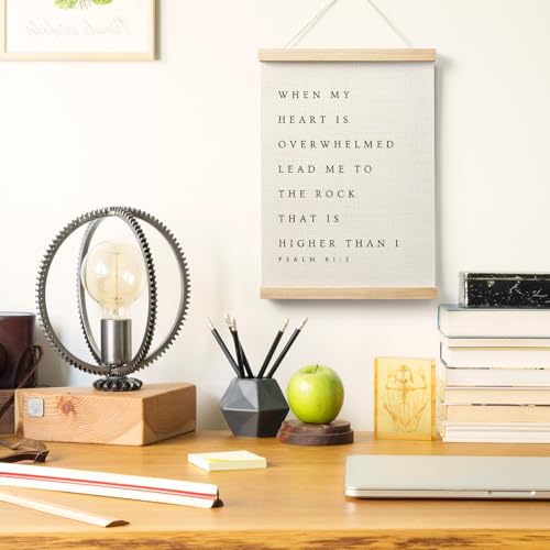 AQYIP When My Heart is Overwhelmed Christian Wall Art Decor, Christian Room Home Decor, Psalm 61:2 Bible Verses Poster Canvas Prints for Home Bedroom Living Room Wall Decoration, 12x16 Inch
