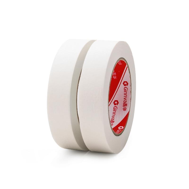 Masking Tape, White, 1 Inch x 55 Yards, 2 Rolls, Medium-Adhesion, No Residue, Clean Removal, for Painting, Multi-Surface DIY, Arts Crafts, Car Spray Off White 1 inch*55Y