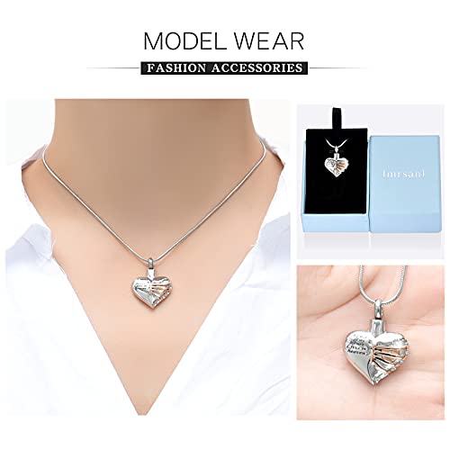 Imrsanl Heart Cremation Urn Necklace for Human Ashes Rose Gold