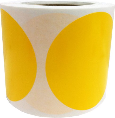 Yellow Color Coding Labels – 4 Inch Round Circle Dots, 500 Total Adhesive Stickers on a Roll for Inventory, Organization, Warehouse, and Retail – Made in the USA