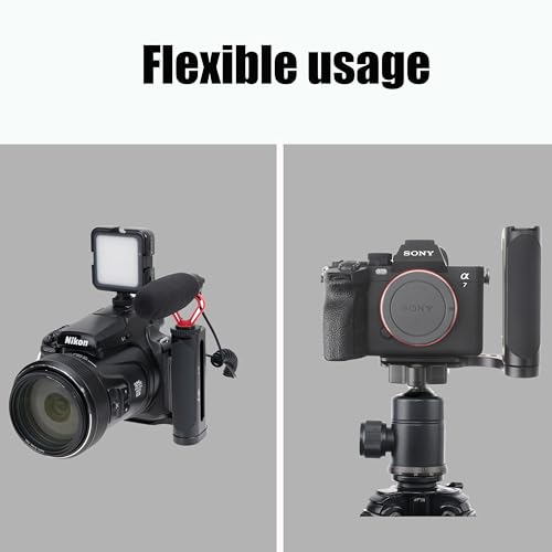 Fotga Universal Side Handle Hand Grip Holder Video Stabilizer with Arca Swiss Base Plate for Canon/Nikon/Sony/Panasonic DSLR Mirrorless Camera,Cold Shoe 1/4"-20 Holes for LED Light/Microphone