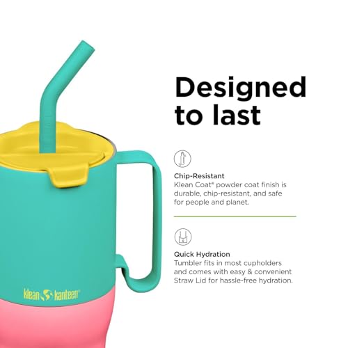 Klean Kanteen Rise Insulated Tumbler - Reusable Tumbler for Quick Hydration - Recycled Stainless Steel - Insulated - Dishwasher-Safe - BPA-Free - Straw Lid - 36 oz - Turquoise Kaleidoscope