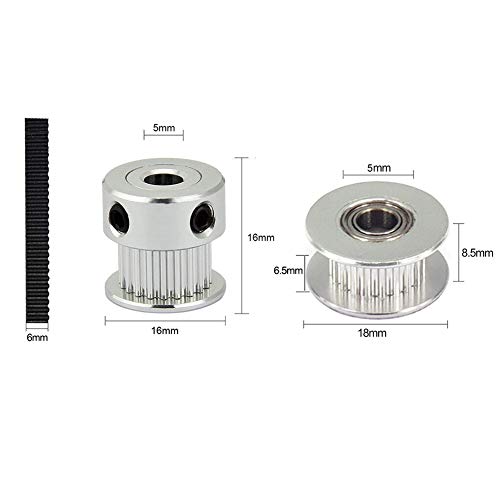 5M GT2 Timing Belt 6mm Width + 4pcs 20 Teeth 5mm Bore Belt Pulley Wheel + 4pcs Idler + 4pcs Tensioner Spring Torsion + 2pcs Gear Clamp Mount Block with Allen Wrench for 3D Printer RepRap