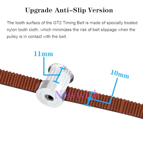 GT2 Timing Belt 10mm Width,Pitch 2mm,3D Printer Open GT2 Timing Belt 10mm,Upgraded Fiberglass Reinforced,Non-Slip Wear Resistant,Nylon Tooth Surface.(5 Meters) GT2 Belt 10mm Width 5 Meters