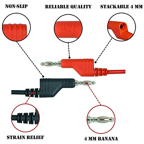 AST Labs male stackable banana plug test lead extension cord, 39-inch, 1 set