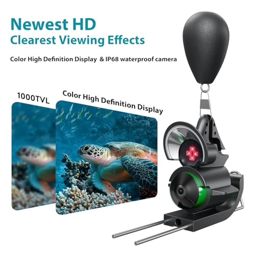 FourQ Underwater Fishing Camera, 220° Ultra-Wide Angle Video Fish Finder with 4.3" HD LCD Monitor, 5000mAh Battery, 65ft Waterproof Cable & IR Night Vision for Ice Lake Boat Kayak Fishing (65FT)