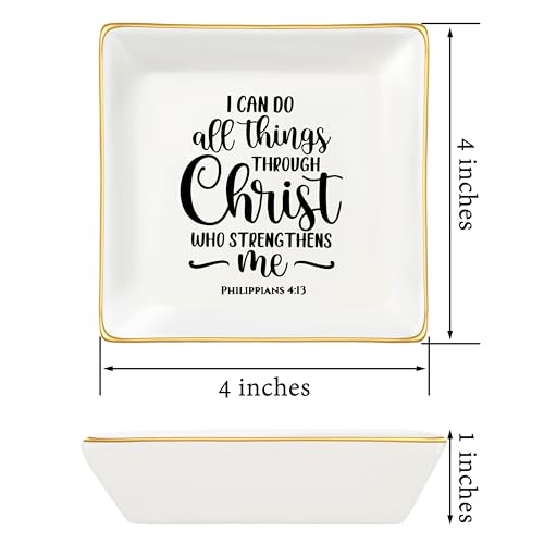 JoycuFF Inspirational Christian Gifts for Women Friends Faith Ring Dish Christ Gifts