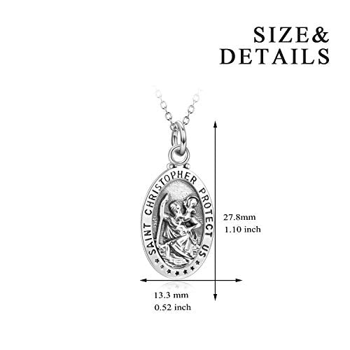 YFN 925 Sterling Silver Patron Saint Medal Necklace Amulet Necklace Protection Jewelry for Women and Men(with Gift Box) A01 St. Christopher