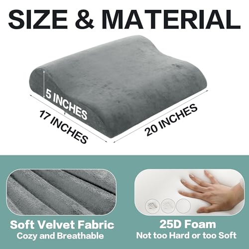 HOMBYS Extra Large Recliner Leg Pillow, Foam Foot Rest Cushion Wave Shape Recliner Footrest Extender, Multi Purpose Back & Lumbar Support Pillow for Bed, Sofa Couch, (Light Grey) Light Grey