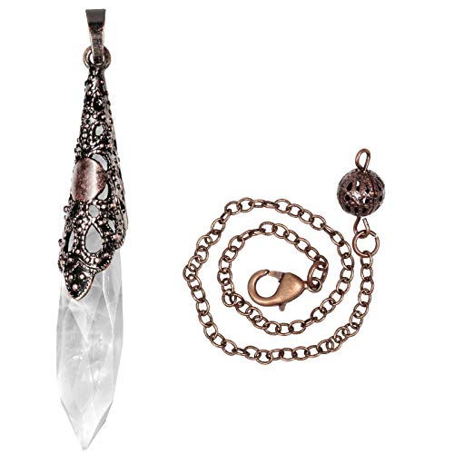 Rockcloud Crystal Stone Dowsing Pendulum Chakra Crystal Point Pendulum Clear Rock Crystal Stone