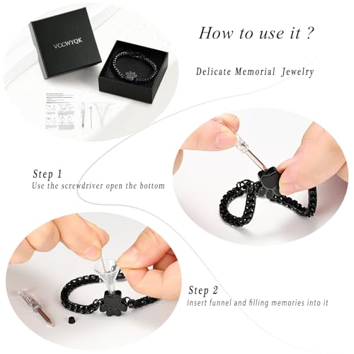 Paw Print Urn Bracelet for Ashes for Dog/Cat Cremation Jewelry Cute Animals Adjustable Memorial Keepsake Bracelets Jewelry for Ash Holder Black