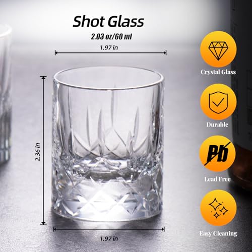 KAMMAK Crystal Whiskey Glasses Set of 2 Handcrafted Old Fashioned Glasses Small Classic-2.03oz