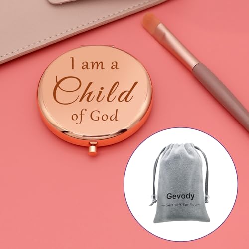 Goddaughter Gifts from Godmother Religious Compact Mirror for Woman Godchild Goddaughter First Communion Gifts for Christian Bible Verse Baptism Folding Makeup Mirror Birthday Mothers Day Present