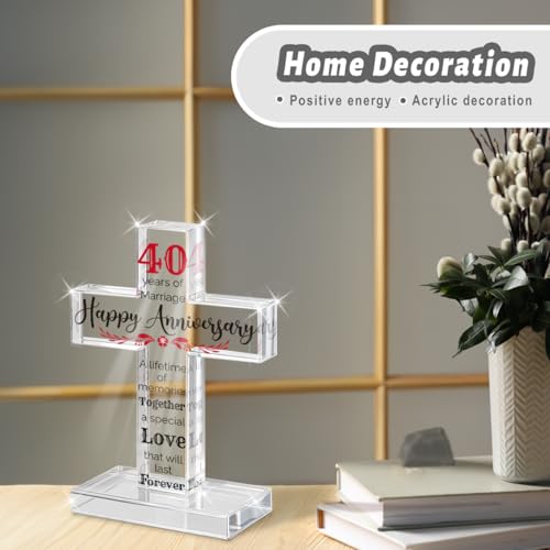 PVOPVO 40th Wedding Anniversary Religious Cross Gifts for Him Her 40 Year Anniversary Romantic Gift for Women Men Couple 40 Years of Marriage Gifts for Couple 40th Anniversary