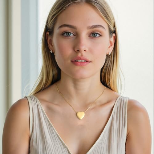 Heart Cremation Urn Necklace for Ashes for Women Men Cremation Locket Jewelry with Keepsake Urn Memorial Ash Jewelry Gold