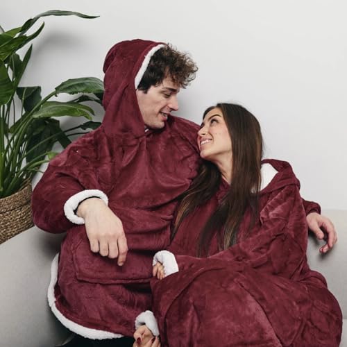 ForBaysy Oversized Wearable Blanket Long Hoodie for Adults Thick Sherpa Fleece Sweatshirt with Giant Pockets Rossi