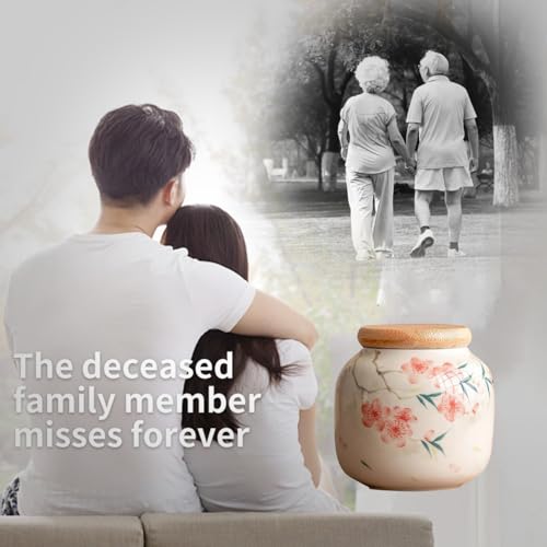 Small urn Ashes Keepsake - Flowers Ceramic urn for Humans， Funeral Memorial 3 inches urns for Adults, Child, Pets， Hold 10 Cubic inches -Qnty 1