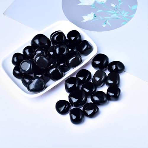 12PCS Natural Black Obsidian Crystal Stone,Polished Stone Set,Black Stones Bulk,for Healing, Yoga,Reiki, Meditation, Witchcraft and Home Decor
