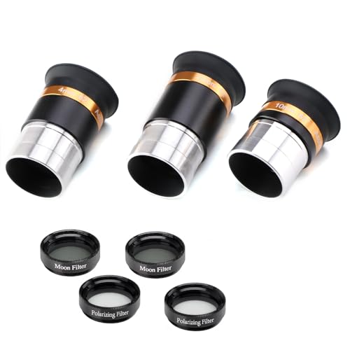 62° Aspheric Eyepiece Set, 1.25-Inch, 5X Barlow & Filters Telescope Optics Set – 62° Eyepiece & 5X Barlow