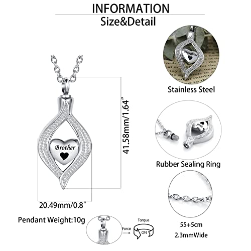 Teardrop Eye of My Heart Crystal Cremation Urn Necklace for Human Pet Ashes Holder Memorial Keepsake Pendant Jewelry Sister