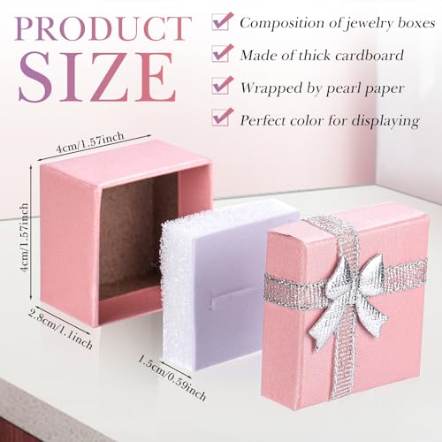 Yinkin 120 Pcs Jewelry Gift Box Bulk Ring Box Set with Ribbon,6colors 6 Colors