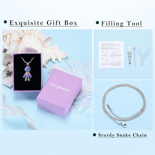 Astronaut Urn Necklace for Ashes Cremation Jewelry for Women Men Stainless Steel Spaceman Memorial Necklaces Ash Holder for Human Pets Keepsake Jewelry for Loved Ones with Fill Tool Rainbow