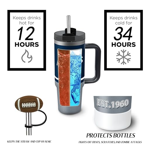 Tumbler 30oz Straight Skinny Portable Handle Car Cups With Anti slip Sleeve Straw Dust Cover, Sports Travel, Stainless Steel Insulated Gifts for Men Women Fans Dallas