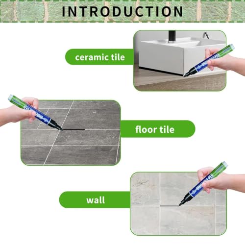 5‑Pack Grout Pen, White Tile Grout Paint Marker with Replaceable Nib, Restore Discoloured Grout Lines for Bathroom Kitchen Floor Wall(Black) Black-5 PCS