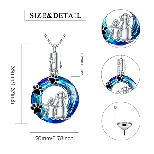 Dog/Cat and Girl Jewelry Sterling Silver 925 Women's Cat Dog Necklace/Urn Necklaces, Pet Cremation Jewelry Necklace Gifts for Women Girls Women Dog Urn