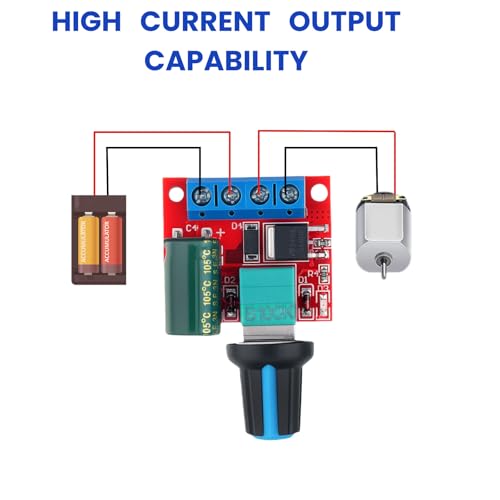 DC Motor Speed Controller PWM 5V-35V 5A Adjustable for 6V/12V/24V Fan, LED Strip, Electric Motors (Pack of 6)