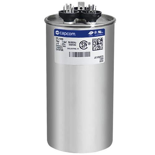 [Australia - AusPower] - Carrier P291-7074R - 70 + 7.5 uF MFD x 440 VAC Genteq Replacement Dual Capacitor Round # C47075R / 27L1099 