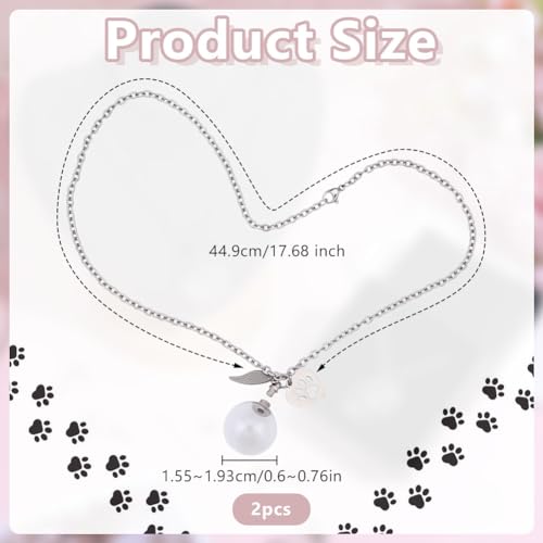 2 PCS Pet Ashes Keepsake Necklace Small Glass Pet Urn Necklace with Stainless Steel Paw & Wing Pendant & Box Silver Pets Fur Memorial Bottle Jewelry for Women Men Lost Dog Cat Sympathy Gift