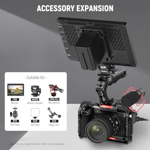 NEEWER Top Handle and NATO Rail Kit, Comfort Silicone Grip with Quick Release NATO Clamp, 3 Cold Shoes and 1/4" 3/8" ARRI Threads, Compatible with SmallRig Camera Cage Video Rig, CA008