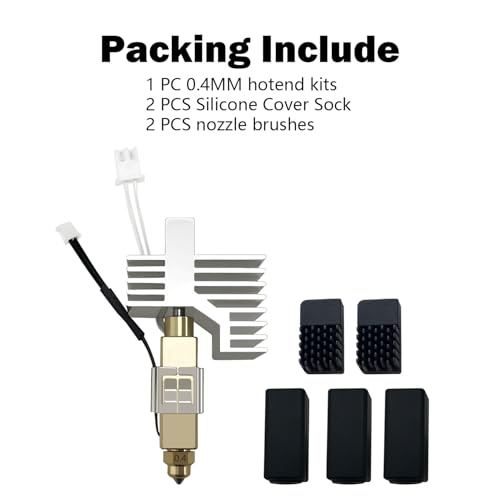 HzdaDeve 0.4 mm Ceramic Hotend for Centauri Carbon Print Head Extruder Kit Hot End Heatsink with Extra 2PK Silicone Cover and 2PK Nozzle Brushes for Elegoo Centauri 1PK