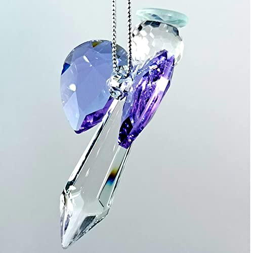 Clear Guardian Angel Suncatcher, Handmade 1.96 Inch Home Window Decoration for Christmas Tree