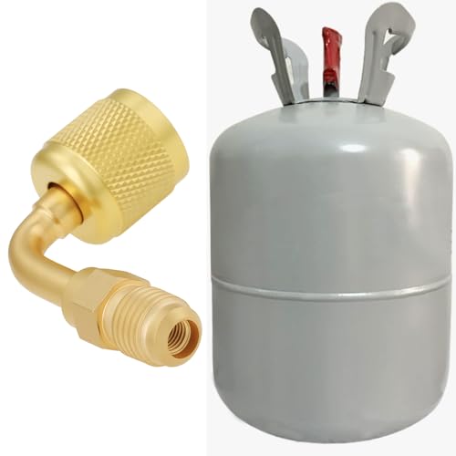 ECSiNG HVAC Refrigerant Can Adapter 1/4 in LH Female Thread to 1/4 in RH Male Thread 90° Elbow Compatible with A2L R454B R32 90-degree