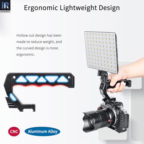 INNOREL NH130 Top Handle and NATO Rail Kit, Comfort Ergonomic CNC Aluminum Alloy Grip, with Quick Release NATO Clamp, 3 Cold Shoes and 1/4" 3/8" ARRI Threads, for Camera Cage Video Rig, Max Load 10kg