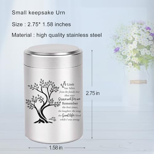 Small Urns for Human Ashes Set of 6 - Mini Keepsake Urns 3 Inches for Sharing - Memorial Ashes Holder Tree of Life - Black & Silver