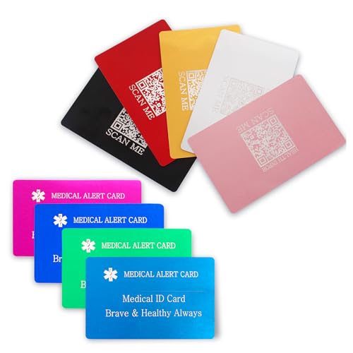 Uloveido Editable QR Code Medical Alert Card, Personalized Emergency Health ID Wallet Card, Update Medical Information Anytime, black, Standard size, American