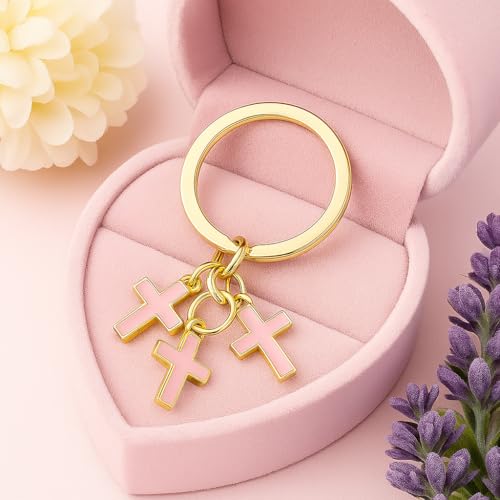 Cross Keyring, Layered Cross Keychain Bag Charms for Women