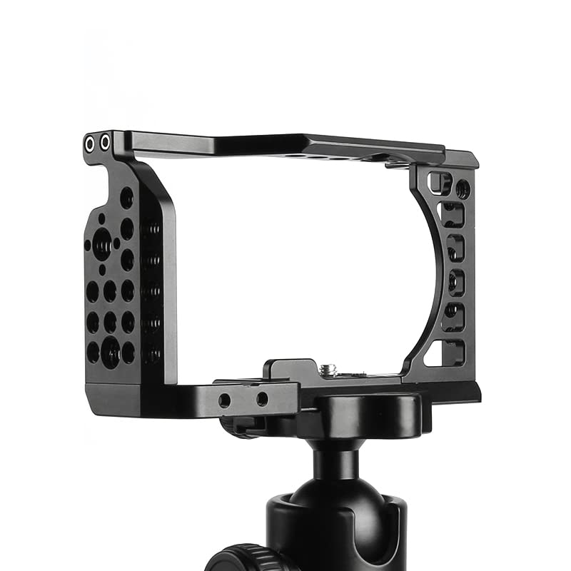 Camera Cage for Sony A6400,Easy Hood Camera Cage for Sony Alpha A6400,Aluminum Vlogging Video Shooting Rig Stabilizer with 1/4" 3/8" Mounting Points and Cold Shoe-A003