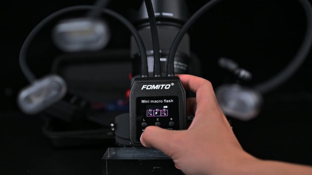 Fomito Mini Macro Flash, Single Contact Hotshoe, Three-Head with 13pcs Diffuser and Type-C Cable, 8 Levels of Adjustable Brightness, 9-Stop LED Light Effect, Built-in 3.7V/2000mAh Battery - 17.52inch KM202-L1