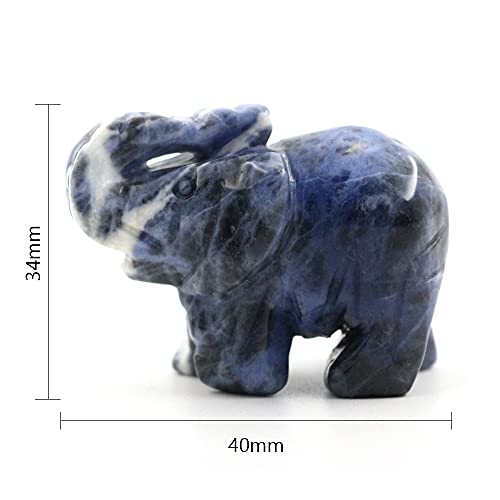 Sodalite Crystal Elephant Pocket Guardian Figurine Elephant Statue 1.5 inch for Healing Reiki Spiritual Gift Cute Meditation Office Room Desk Decor Sodalite