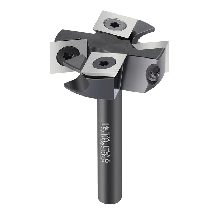 [Australia - AusPower] - BALUGAEA 8mm Shank Face Router Bit - 38.1mm Cutting Diameter - Equipped with 4 Interchangeable Carbide Blades 12 x 12mm / 0.47" x 0.47" / 38.1mm Cutting Diameter - Equipped with 4 Interchangeable 4Z Fräser S=8mm D=38.1mm L=60mm 