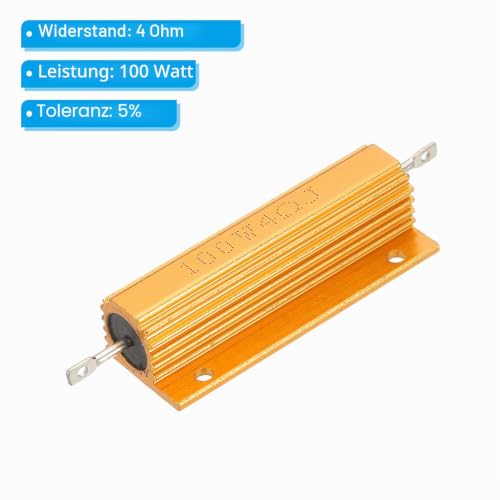 PATIKIL 100 W 4 Ohm Resistor Assortment Kit Aluminum Housing Resistors Set, 4 Pieces Aluminum Resistor Set with Screws Wire Resistor Kit with 5% Tolerance, Golden 4 ohms