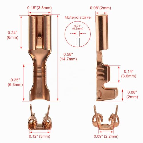 Heschen 2.8mm Flat Splice Crimp Terminals 100pcs Non Insulated 0.5mm² to 0.8mm² Cable