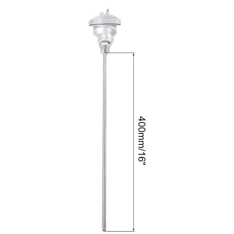 [Australia - AusPower] - MECCANIXITY PT100 1/2" NPT RTD Thermocouple Stainless Steel Temperature Sensor Probe Terminal Head -50 to 420C, 8x400mm 