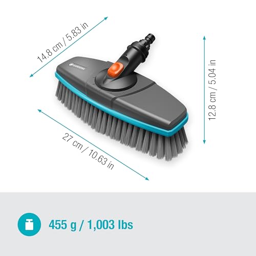 Gardena Cleansystem soft, long-handled brush: Brush for cleaning sensitive surfaces, soft bristles, swivelling, for connection to Cleansystem handle, ideal for larger surfaces (18810-20) Single
