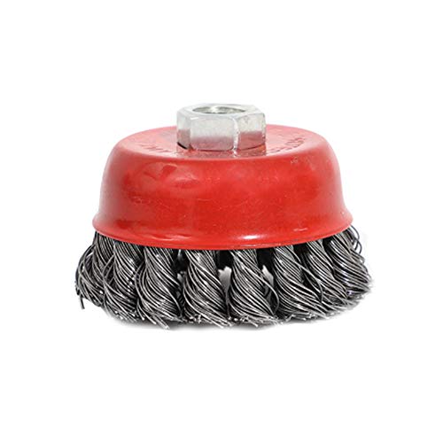 Hoypeyfiy Wire Brush Angle Grinder Twist Knot Wire Brush Set for 115 mm Grinder Angle Grinder ˜ 75 mm ˜ 100 mm M14 4-Piece Carbon Steel Wire