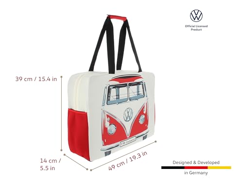 BRISA VW Collection - Volkswagen Large Shopping bag, Shopper bag, Beach bag Bus Front/Red